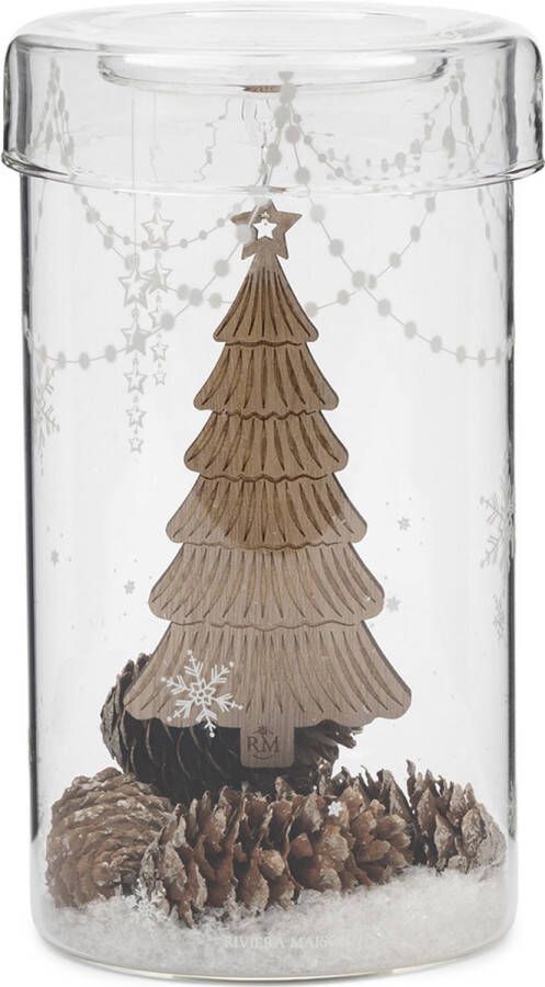 Riviera Maison Waxinelichthouder Kaarsenhouder met kerstprint Christmas Tree Theelichthouder goud