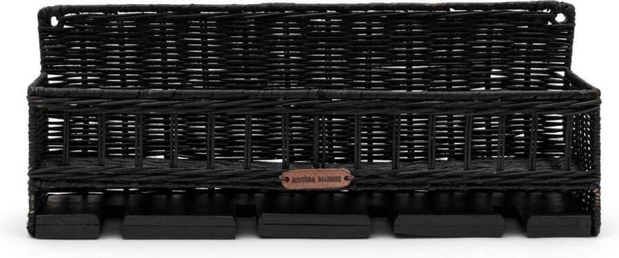 Riviera Maison Wijnglazen Rekje Rustic Rattan Rugged Luxe Hanging Wine Rack Zwart