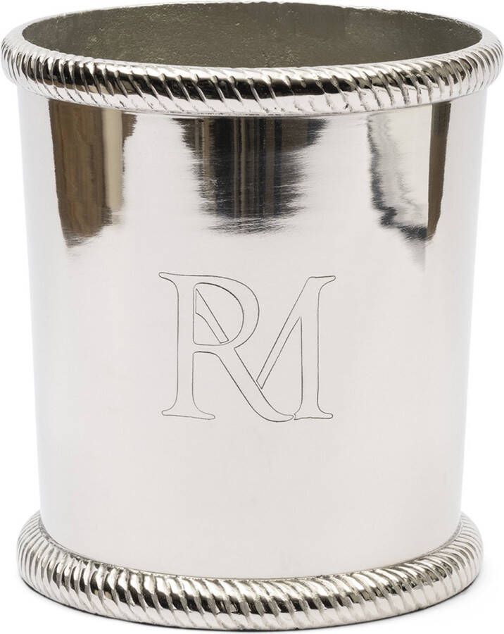 Riviera Maison wijnkoeler Rond RM logo 3 flessen RM Monogram Wine Cooler 4 Liter zilver