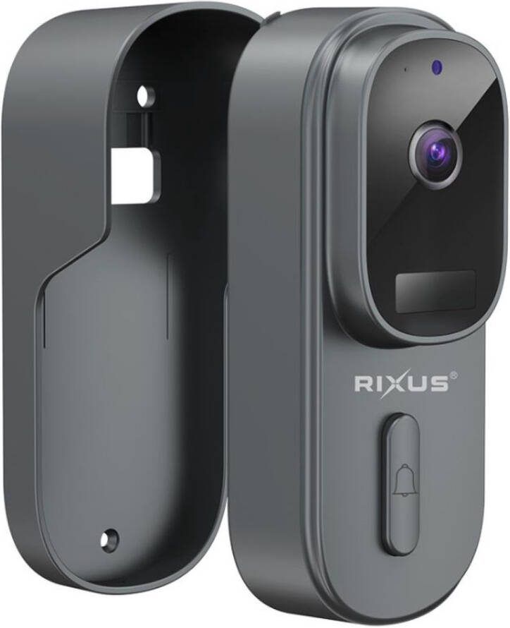 Rixus RXCM23 Smart 2K Wifi video deurbel Draadloze deurbel op batterijen met camera Grijs
