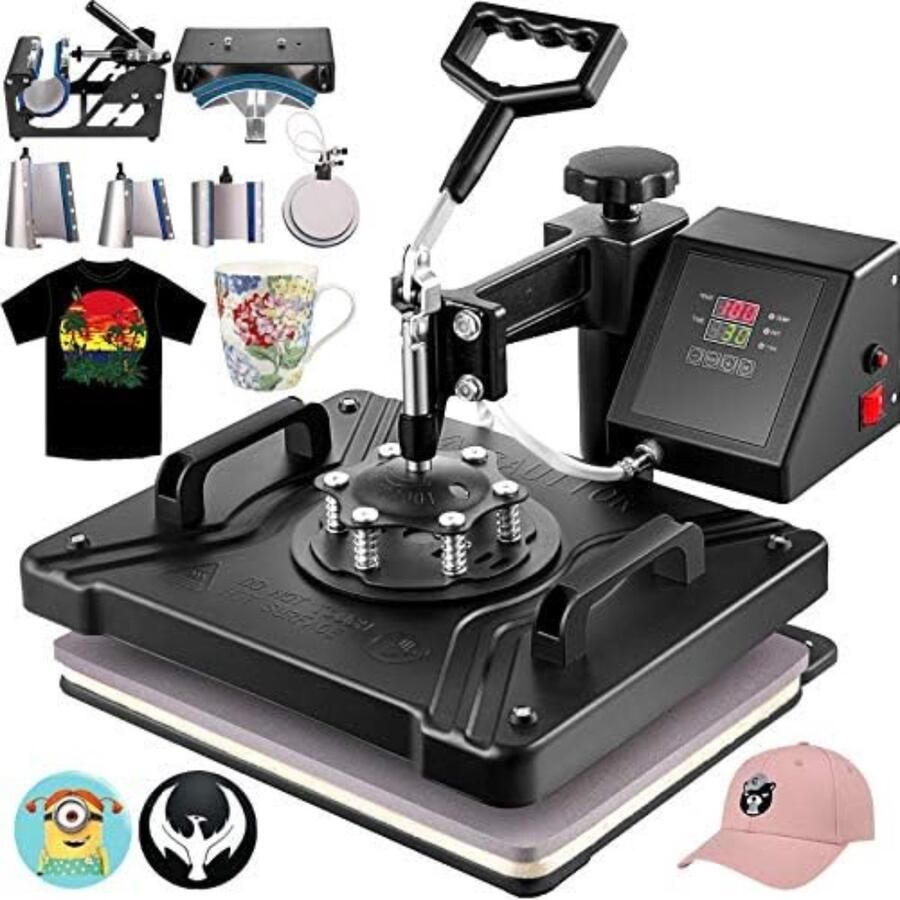 RM Enterprise 8-in-1 Hittepers Transferpers Heat Press Machine Hitte Pers Easy Warmtedrukmachine