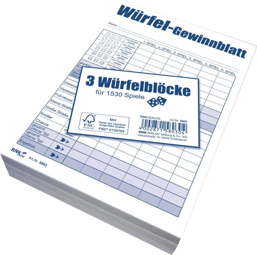 RNK-VERLAG REIMER NACHF. Dobbelspel winnend blad Pad DIN A6 3 x 85 vellen