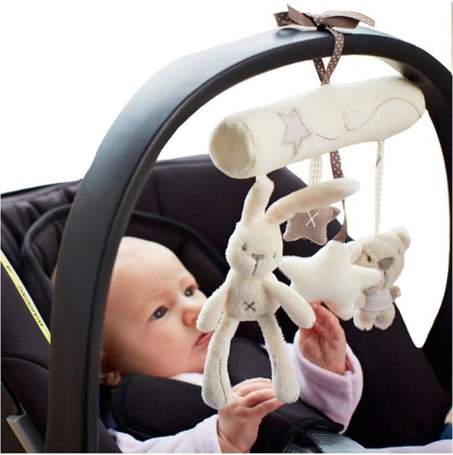 RNR Baby hang knuffel – Baby Knuffels Baby speelgoed – met geluidsknop maxi cosi knuffel kinderwagen speelgoed knuffel buggy speelgoed auto knuffe