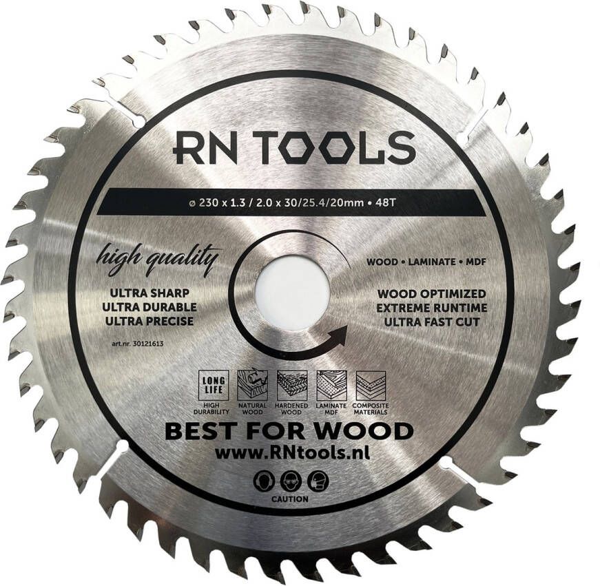 RNtools Cirkelzaagblad Best for Wood- ⌀ 230mm 48 tanden zaagbreedte 2 0 mm dikte blad 1 3 mm Hout Hardhout Laminaat MDF Multiplex