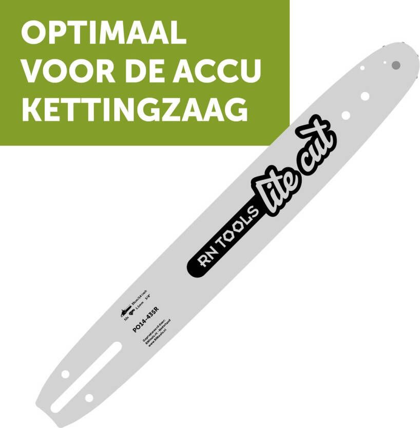 RNtools Zaagblad LiteCut 35cm 3 8 1.1mm voor Accu Kettingzagen (o.a. DeWalt Milwaukee Makita en EGO)