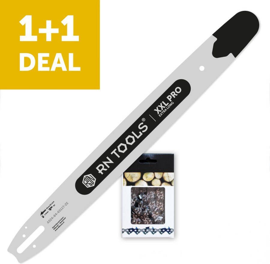 RNtools zaagblad XXL Pro 63 cm voor Kettingzagen (o.a. Stihl) + 1x zaagketting 3 8 1.6mm 84 schakels