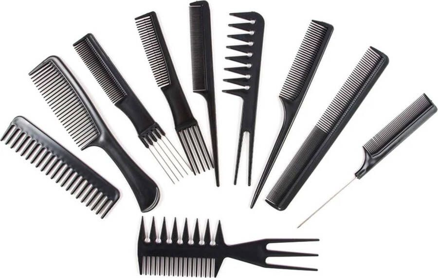 RNZV 10st kamset Kam kammen set kamset voor alle haartypes kappers set haar accessoires touperkam kapper