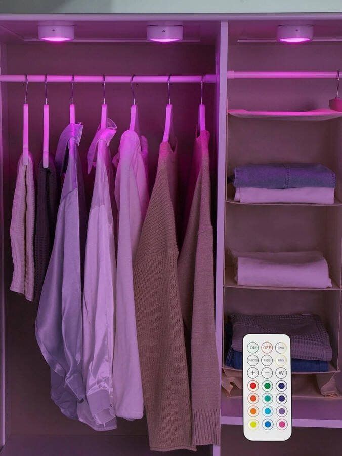 RNZV 1pc rond onder kastlicht Kastlamp lampje voor in de kast lade lampje kast verlichting LED kastverlichting kastlamp met sensor batterij mooi helder licht