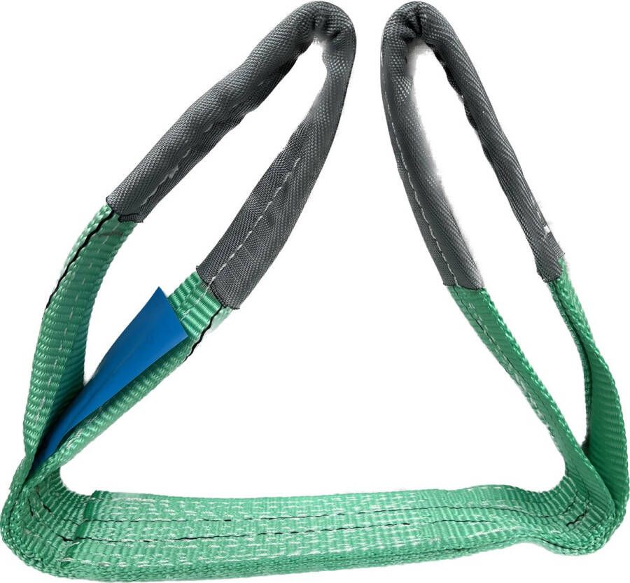 Roadtech 2 stuks polyester hijsband. Maximale belasting: 2 ton. Lengte: 1 meter. Groen