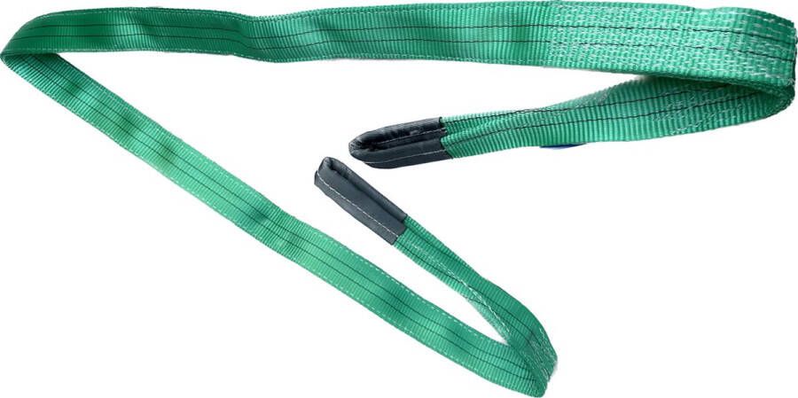 Roadtech 2 stuks polyester hijsband. Maximale belasting: 2 ton. Lengte: 3 meter. Groen