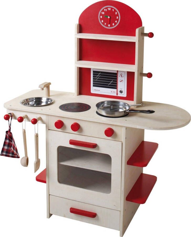 Roba Speelgoedkeuken Junior 82 X 96 Cm Hout Rood 4-delig