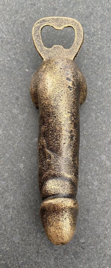 Robanjer Gietijzer Flesopener Penis Bronskleurig