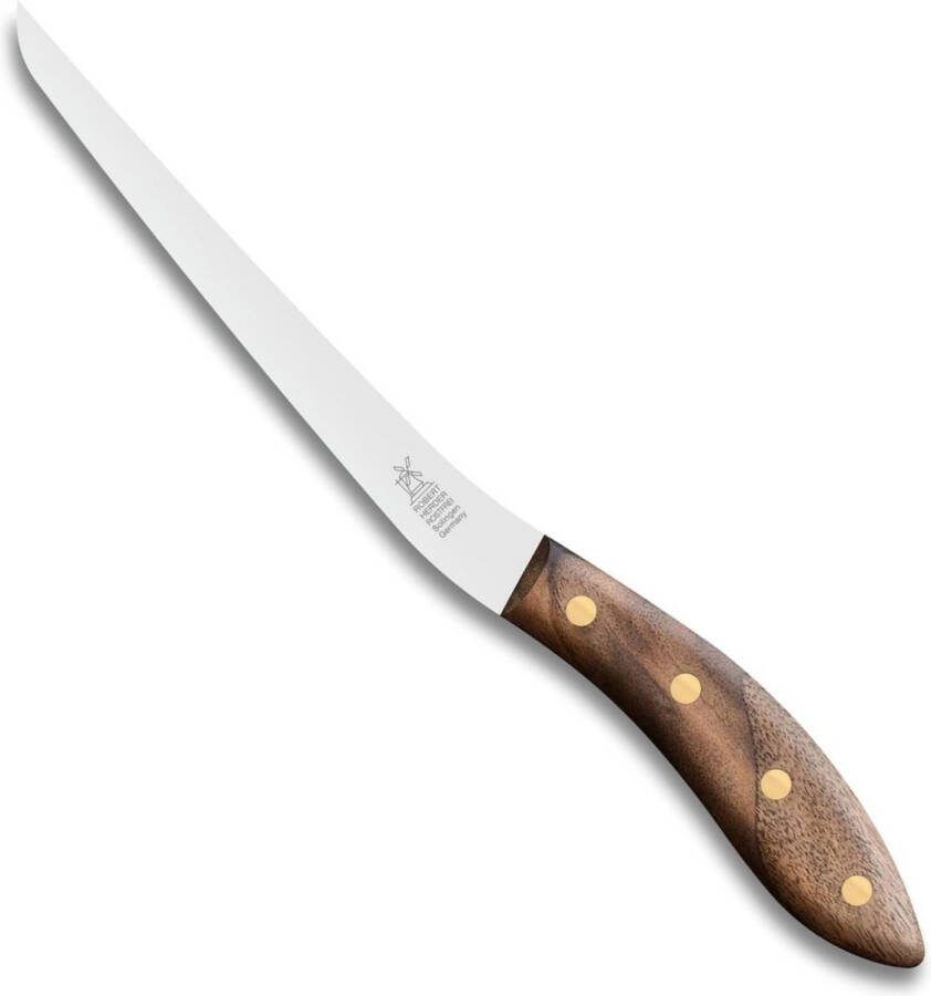 Robert Herder Fileermes SeaKnives Edwin Vinke's Flexibel RVS Lemmet 170 mm Heft Walnotenhout