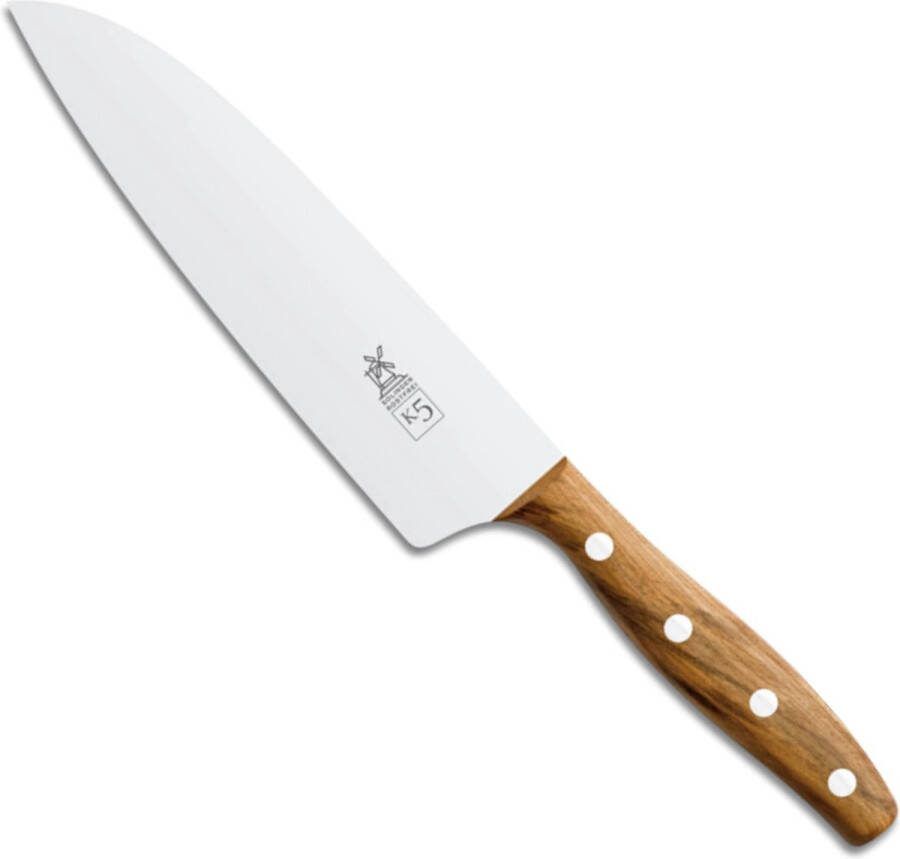 Robert Herder K5 Koksmes XL RVS Licht Gebogen Lemmet 18 cm Heft Abrikooshout