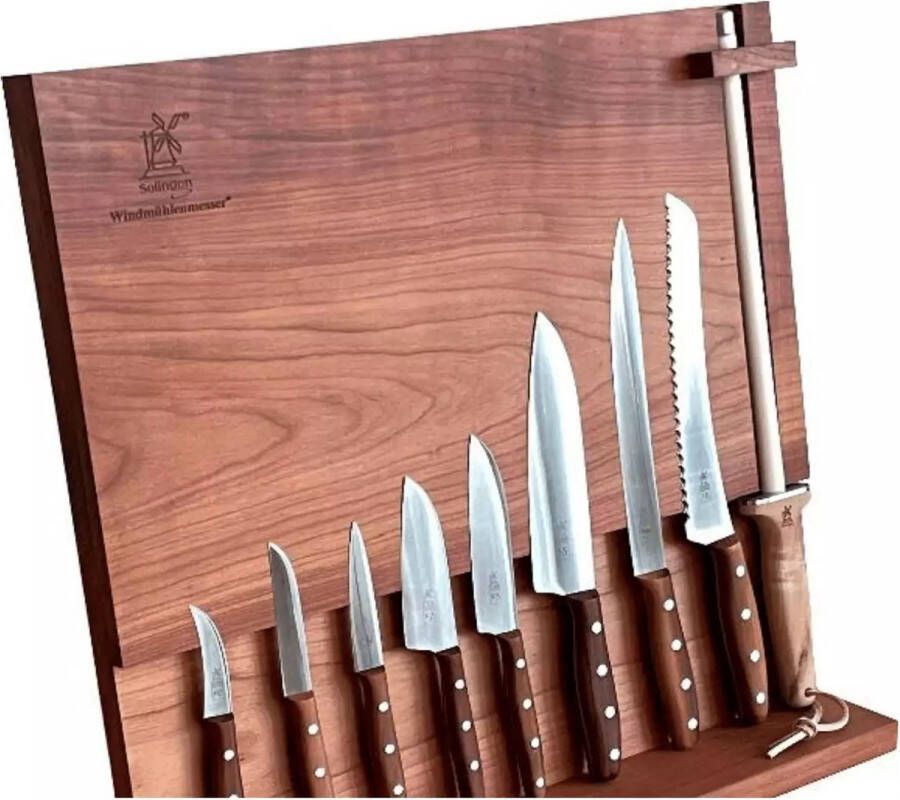Robert Herder Magnetische Messenblok met Voet 50 0 x 51 0 x 23 5 cm Kersenhout Exclusief Messen