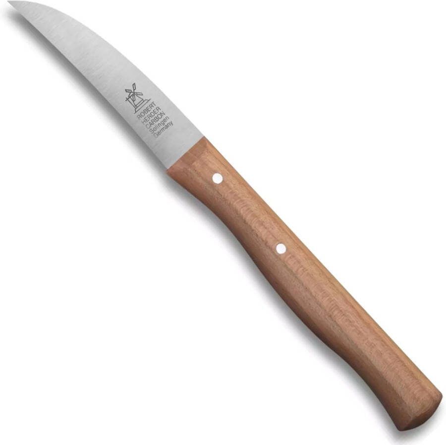 Robert Herder Molenmes Schilmesje Tourneermesje Carbonstaal Krom Lemmet 70 mm Heft Kersenhout