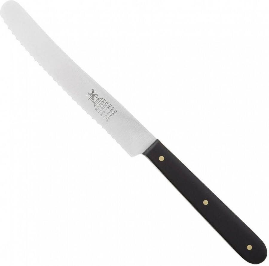 Robert Herder Ontbijtmes Tafelmes Frans Model Kartel RVS Lemmet 12 cm Heft POM Zwart