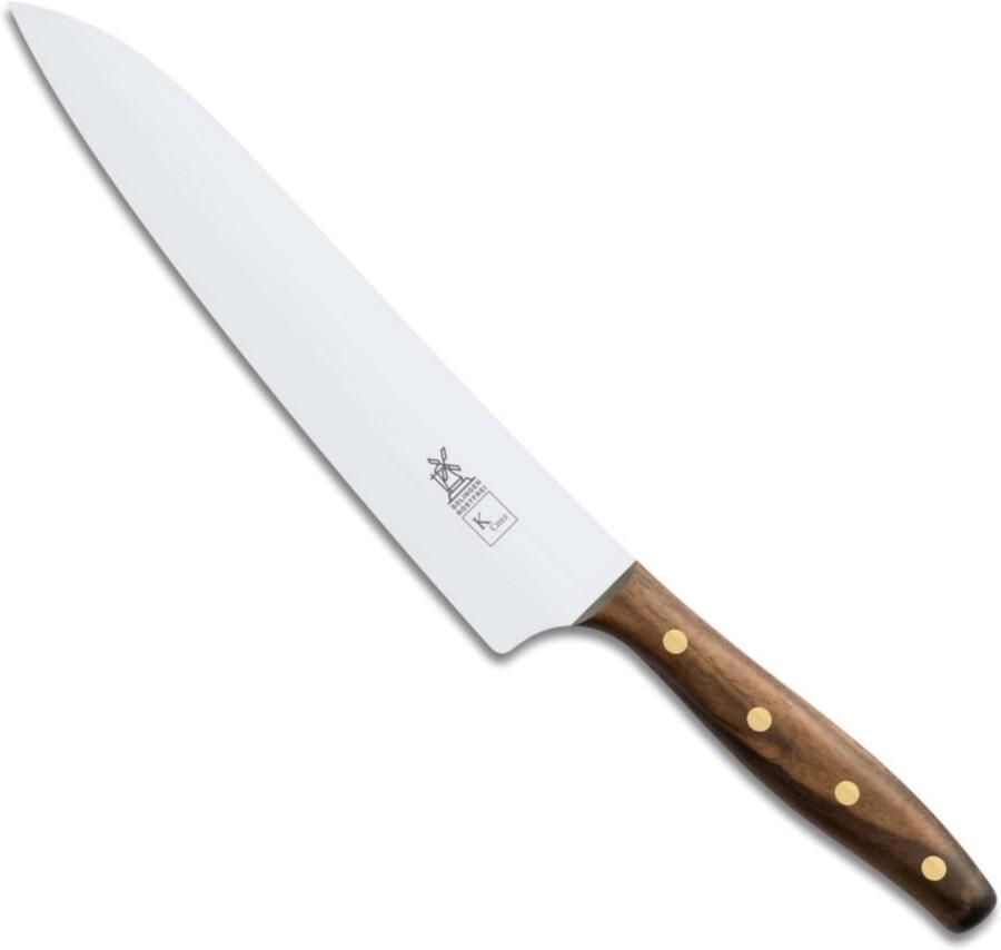 Robert Herder K-Chef Koksmes RVS Lichte Ronding Lemmet 22.5 cm Heft Walnotenhout