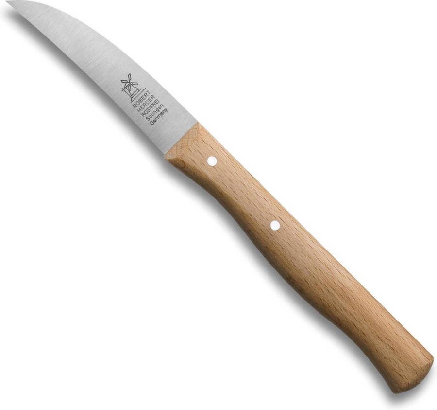 Robert Herder Molenmes Schilmesje Tourneermesje RVS Krom Lemmet 70 mm Heft Beukenhout