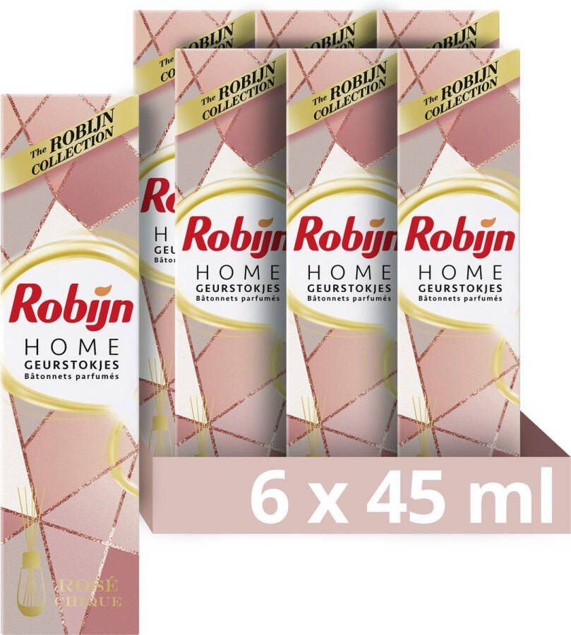 Robijn Home Rosé Chique Geurstokjes 6 x 45 ml Voordeelverpakking (45 ml)