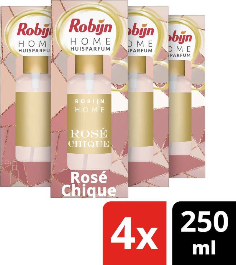 Robijn Home Rosé Chique Huisparfum 4 x 250 ml voordeelverpakking