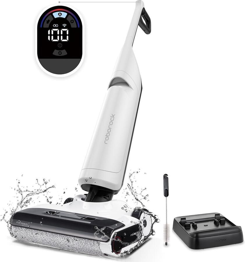 Roborock Flexi Lite draadloos Stofzuigerk- vloerreiniger Nat-en droogzuiger -17000 Pa Zuigkracht-Stofzuigt en dweilt harde vloeren tegelijkertijd- 150W Vermogen 40 min batterij LED-scherm