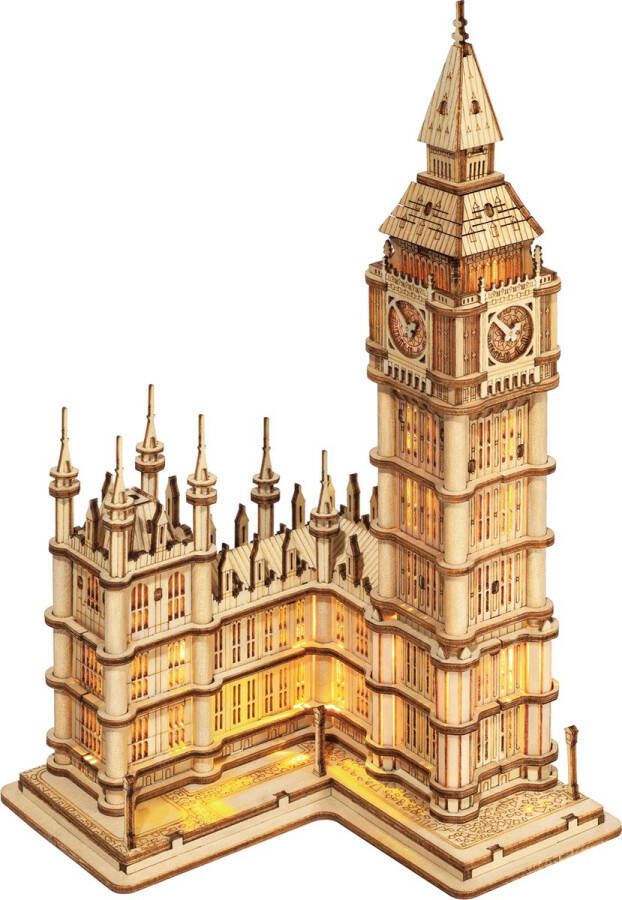 Robotime 3D Houten Puzzel Big Ben incl Verlichting TG507 10x10 7x19cm