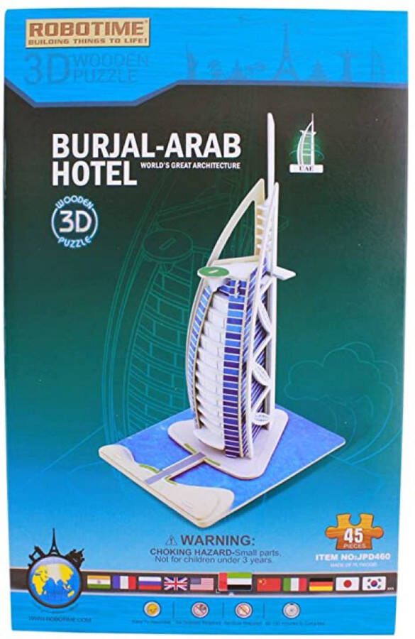 Robotime 3D Houten puzzel Burj Al Arab Hotel JPD460 35x18x21cm