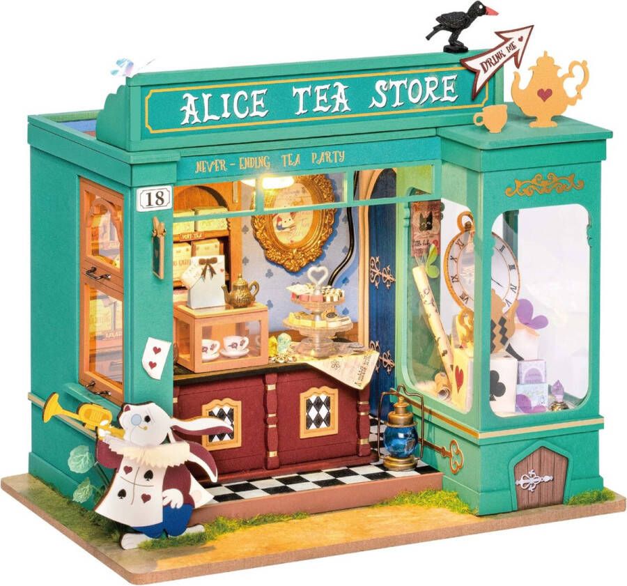 Robotime Alice's Tea Store DG156 DIY miniatuurhuisje theewinkeltje Miniatuur Poppenhuis Knutselen