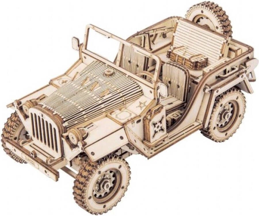 Robotime Army Field Car Leger voertuig Militaire auto Houten modelbouw DIY Hout 3D puzzel Tieners Volwassenen 369 stukjes