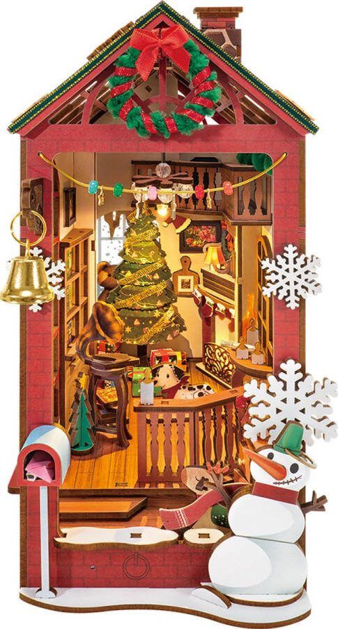 Robotime Book Nook Christmas Indoor Scene Book Nook TGC07 Knutselen Bouwpakket Hobby Kerst Creatief Miniatuur