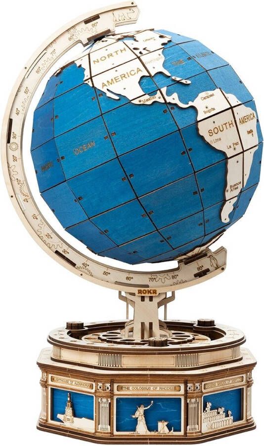 Robotime Bouwpakket Volwassenen Draaibare 3D Globe 567 Onderdelen Luxe Modelbouw Montage Speelgoed DIY Puzzel Hout