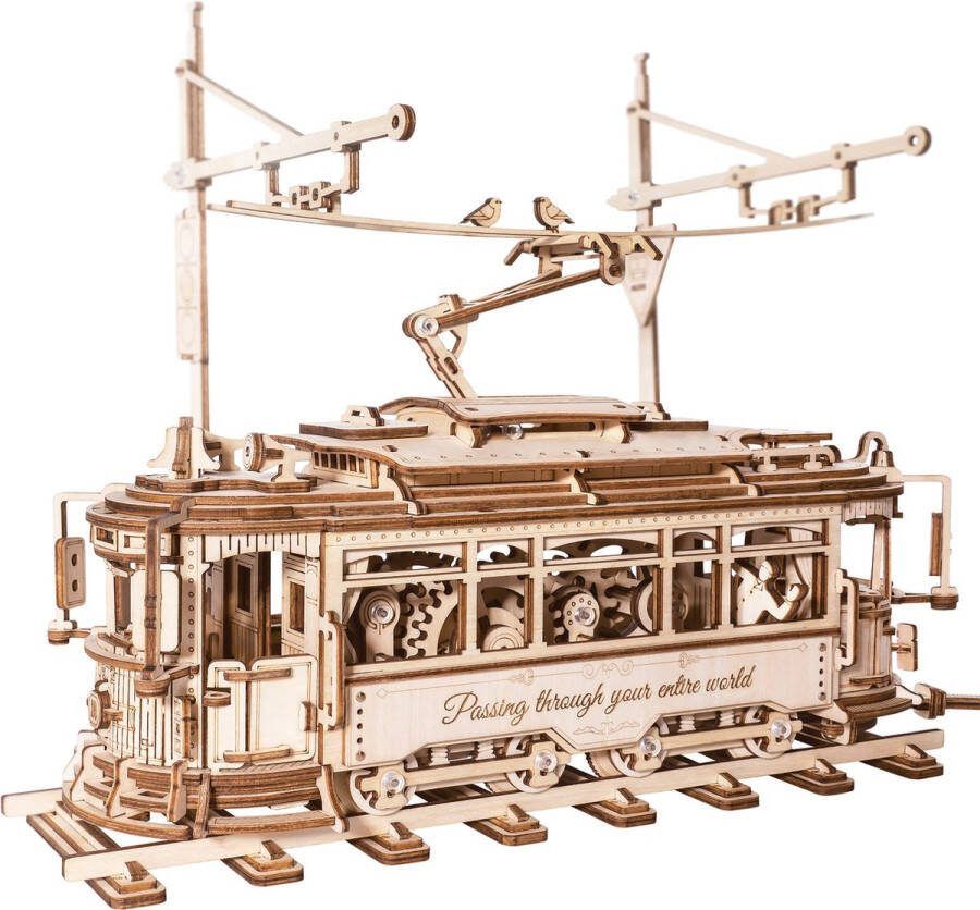 Robotime Classic City Tram LK801 3D houten puzzel Miniatuur Bouwpakket DIY Knutselen