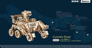 Robotime Curiosity Rover Met Zonnecel Ls402 Houten Modelbouw Diy