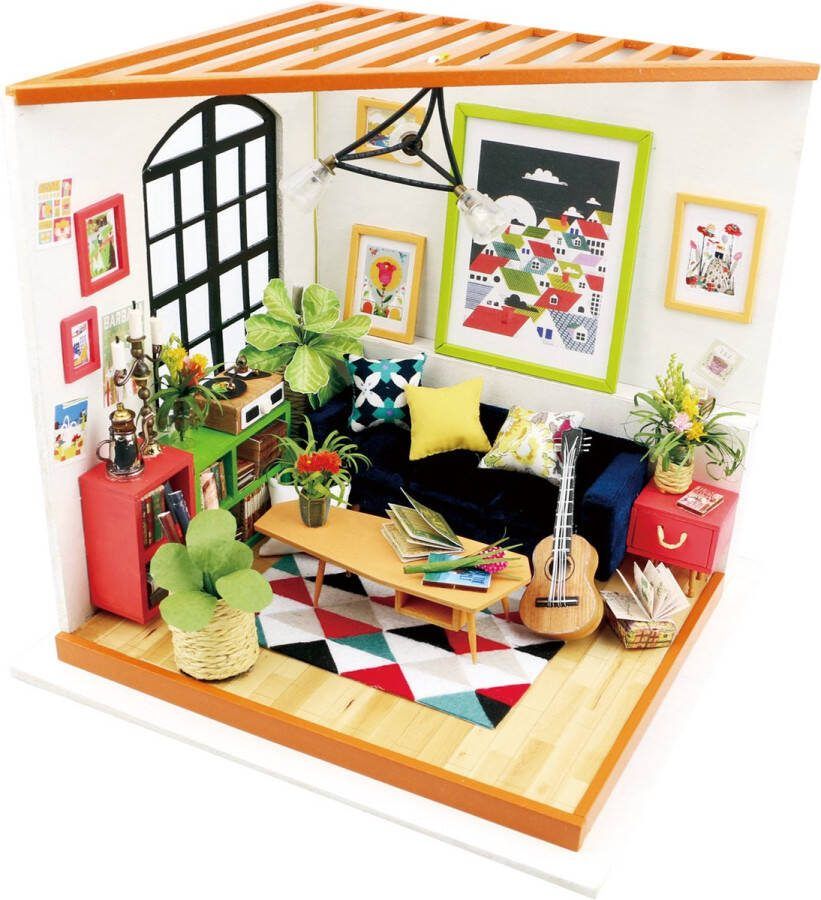 Robotime DIY Dollhouse Kit-Locus's Sitting Room with LED light Houten Bouwpakket