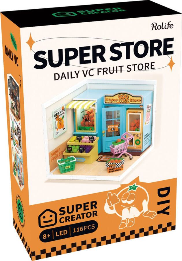 Robotime DIY Store Super Fruit Store DW003 Miniatuur Poppenhuis Bouwpakket DIY