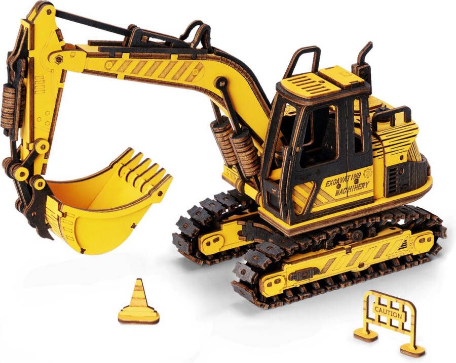 Robotime Excavator TG508K 3D puzzel Houten bouwpakket Knutselen Miniatuur