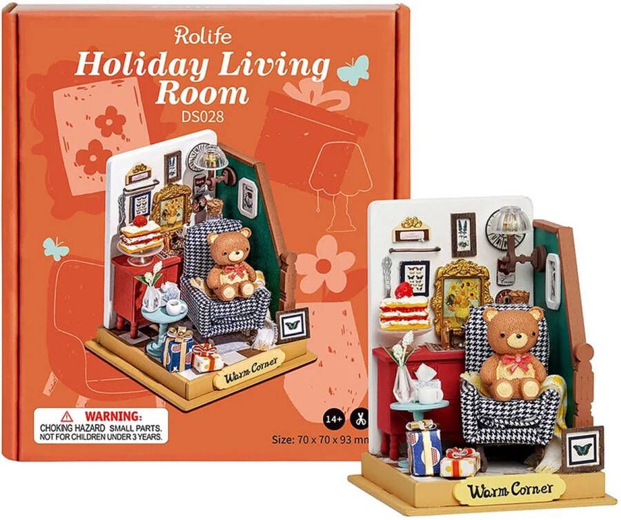 Robotime Holiday Living Room DIY miniatuurhuisje Dollhouse Box Theater DS028