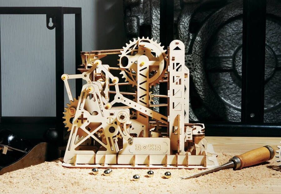 Robotime Knikkerbaan Lift coaster 3D Houten modelbouw DIY Mechanische puzzel