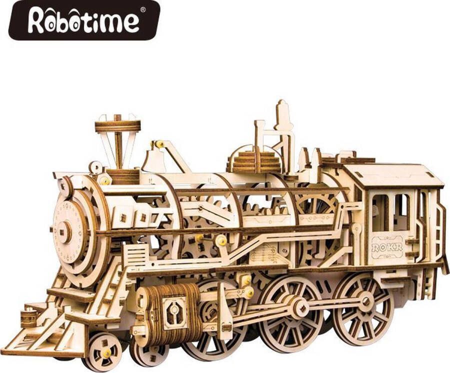 Robotime LK701 locomotief|Modelbouwpakket hout|3D puzzel hout|Puzzel