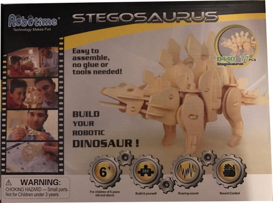 Robotime Lopende 3D Stegosaurus Houten Puzzel met sound control