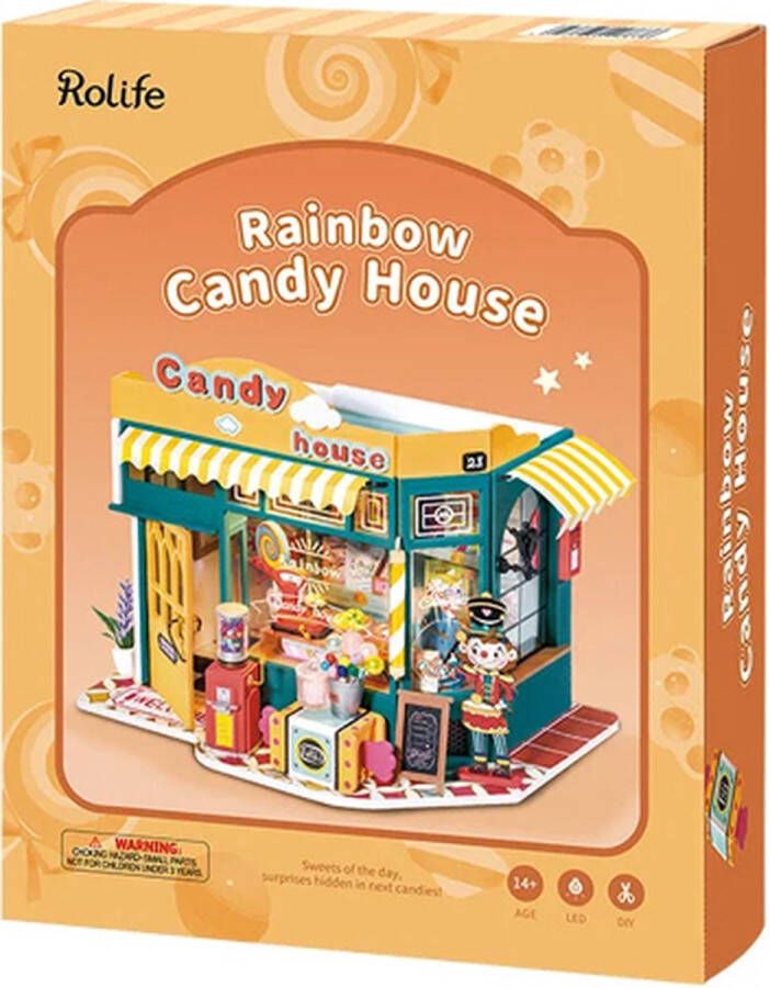 Robotime Miniatuur Huisje Rainbow Candy House DG158 Miniatuur Knutselen