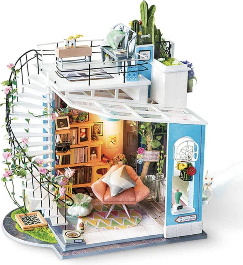 Robotime Modelbouw Dora's Loft Miniatuur bouwpakket Houten modelbouw hout papier kunststof Modelbouw DIY Hout 3D puzzel Tieners Volwassenen Diorama