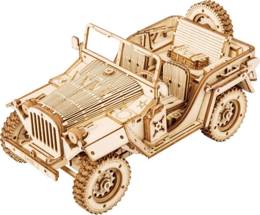 Robotime Modelbouwpakket Army Jeep 18 9 Cm Hout 369-delig