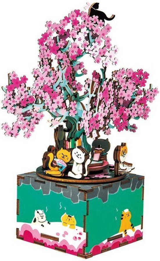Robotime Muziekdoos DIY 3D Cherry Blossom Tree Houten Modelbouw