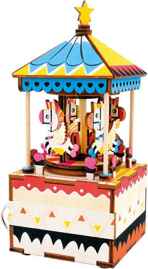 Robotime Muziekdoos DIY 3D Merry-Go-Round Houten Modelbouw