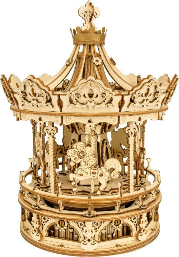 Robotime Bouwpakket 3d Romantic Carousel 17 X 23 5 Cm Hout Bruin