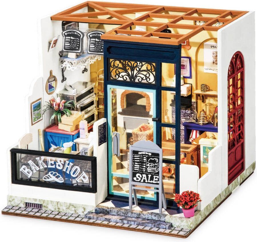 Robotime Nancy s Bake Shop DG143 Houten Modelbouw Poppenhuis met LED licht DIY Bouwpakket