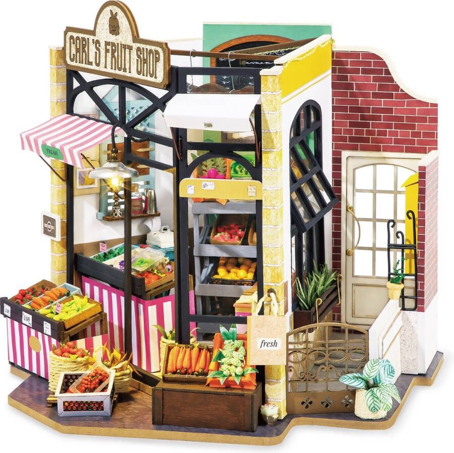 Robotime Poppenhuis Carl's Fruit Shop 23 8 Cm Hout