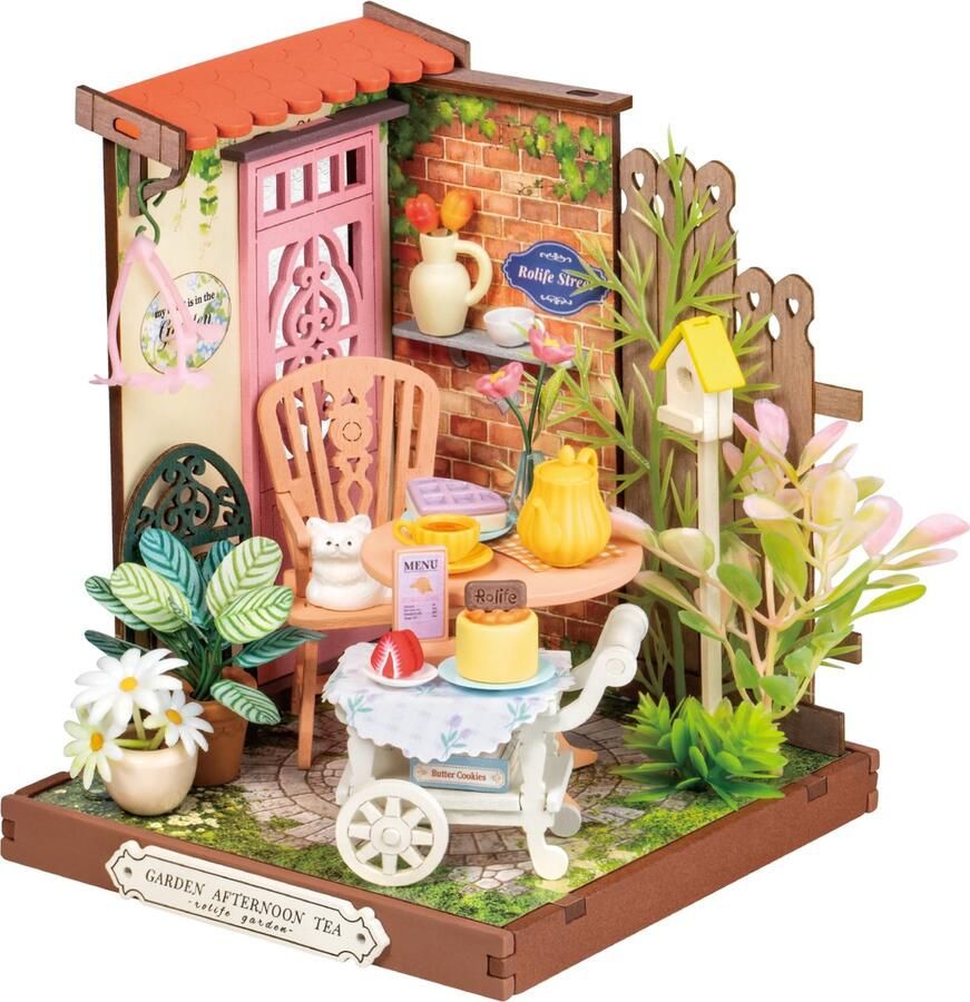 Robotime Rolife Fancy Tea Yard DS38 Knutselen Bouwpakket Miniatuur Hobby Creatief DIY